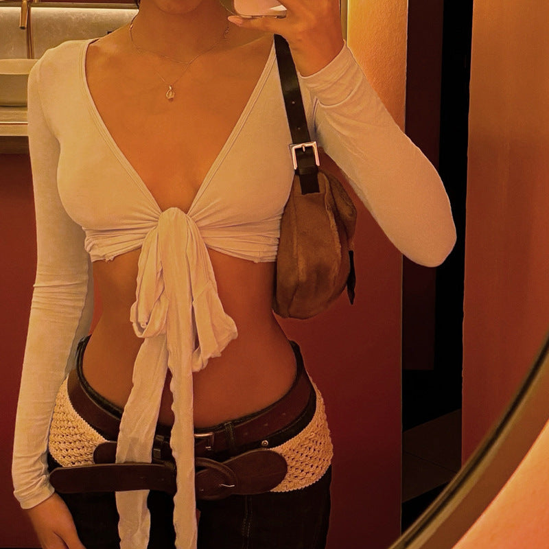 Sexy Deep V-neck Short Blouse