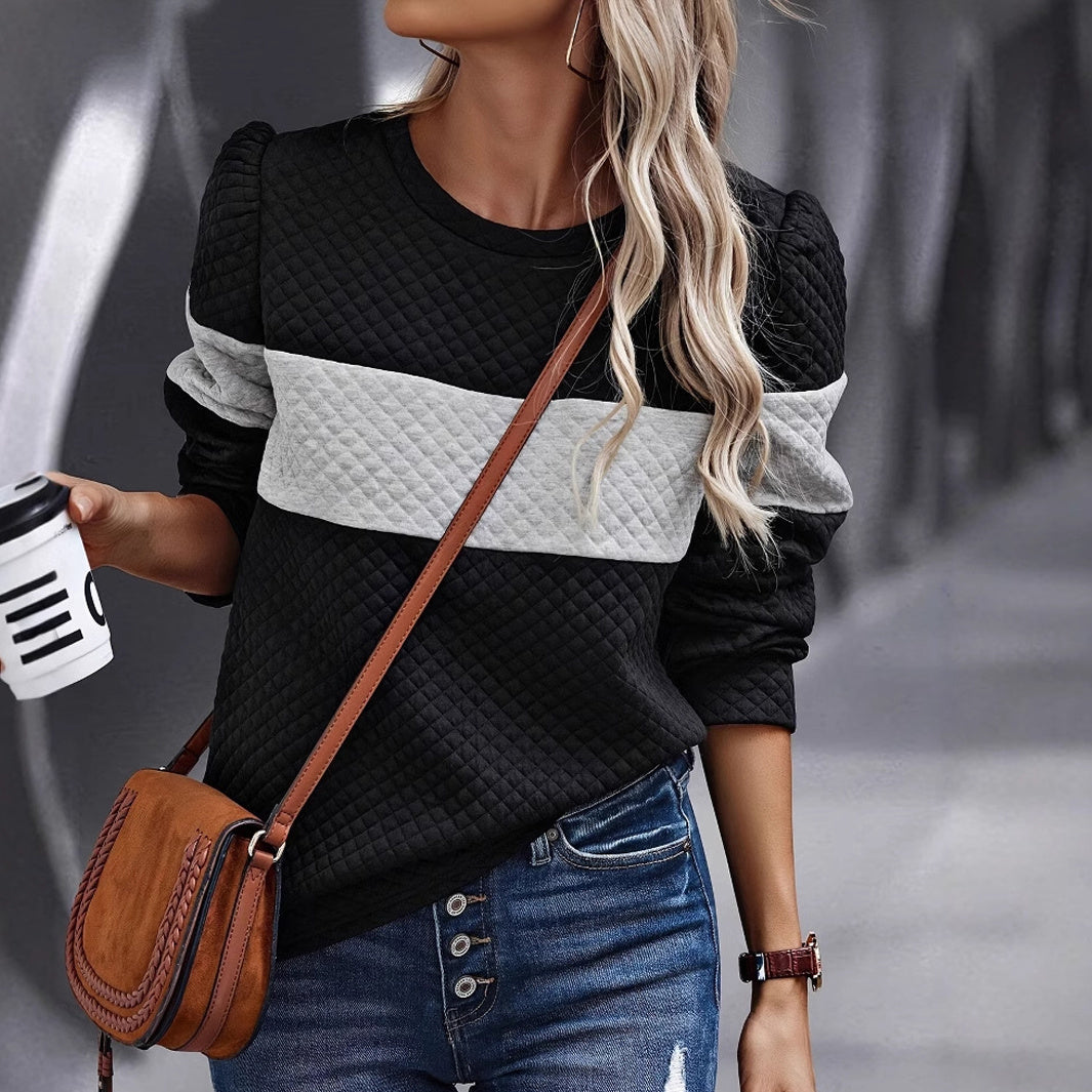 Women's Leisure Round Neck Long Sleeve Texture top