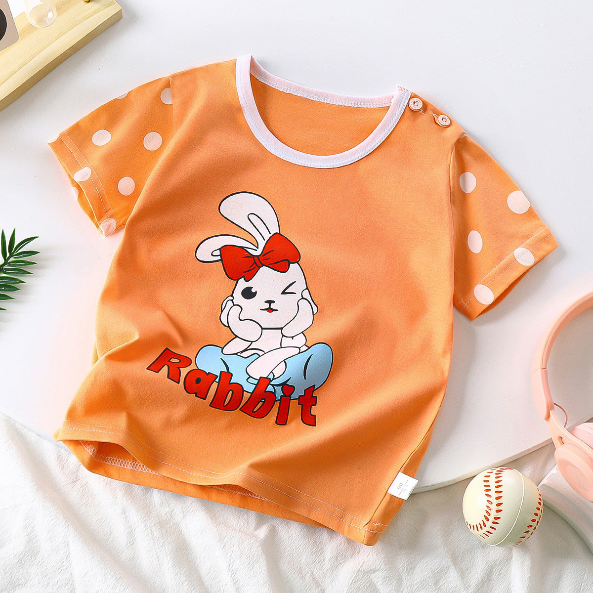 Children's Pure Cotton Cartoon Short-sleeved