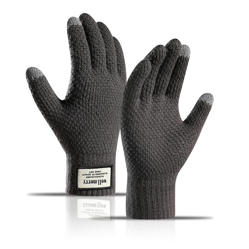Thick Jacquard Warm Wool Touch Screen Gloves