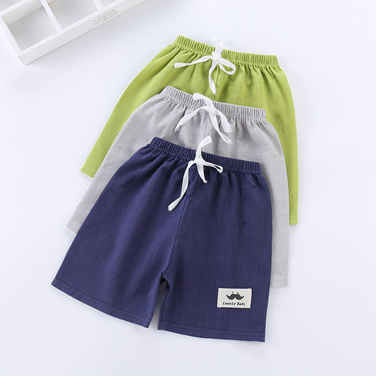 Children's Summer Thin Beach Slub Cotton Shorts