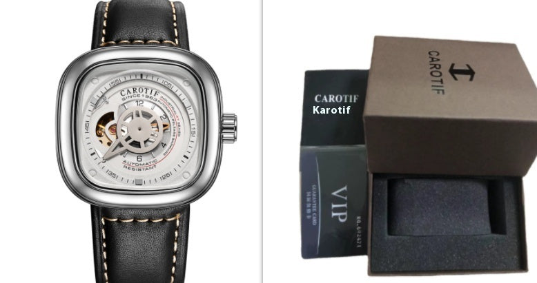 Mens hollow square dial watch
