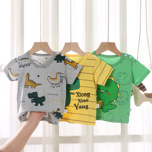 Children's Pure Cotton Cartoon Short-sleeved
