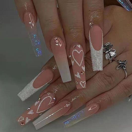 Long Ballet Nails 24 Pieces Gradient Nail Stickers