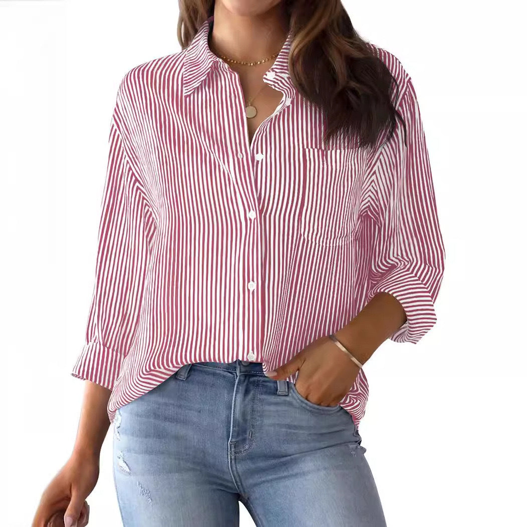 Women's Casual Long Sleeved Shirt With Pockets