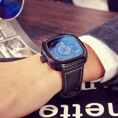 Mens hollow square dial watch