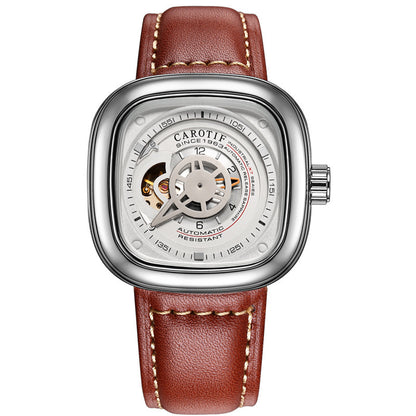 Mens hollow square dial watch