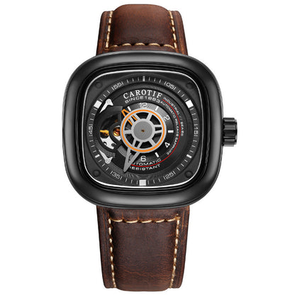 Mens hollow square dial watch