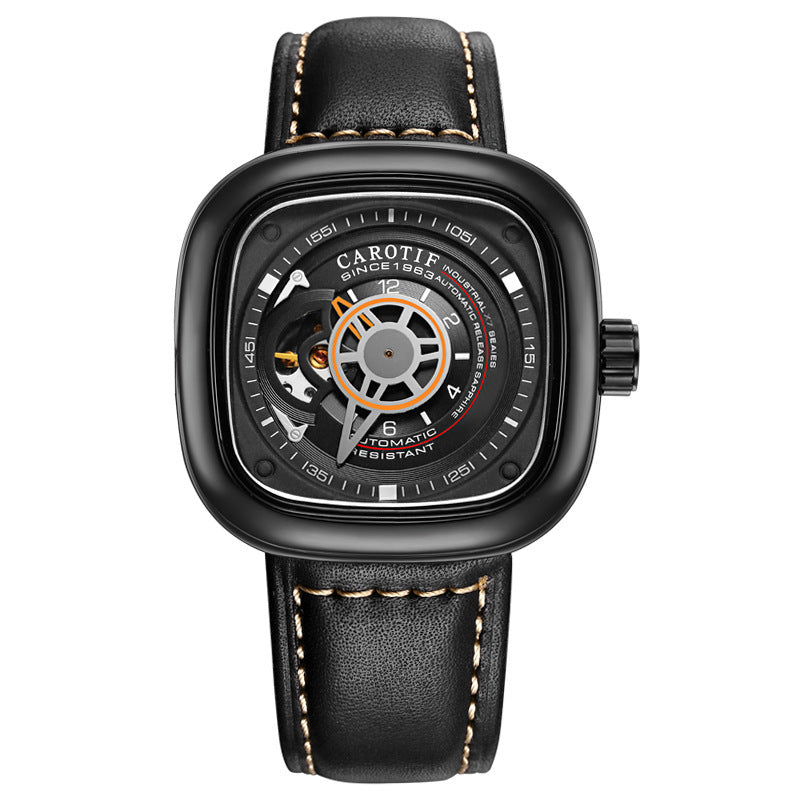 Mens hollow square dial watch