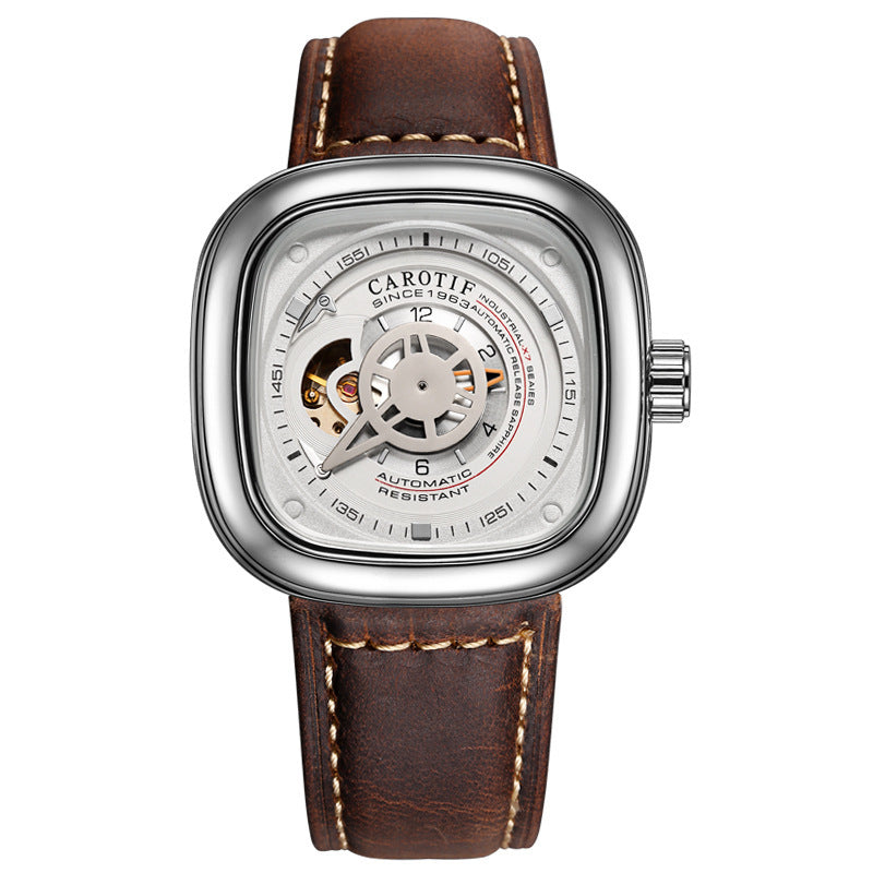 Mens hollow square dial watch