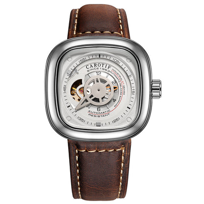 Mens hollow square dial watch
