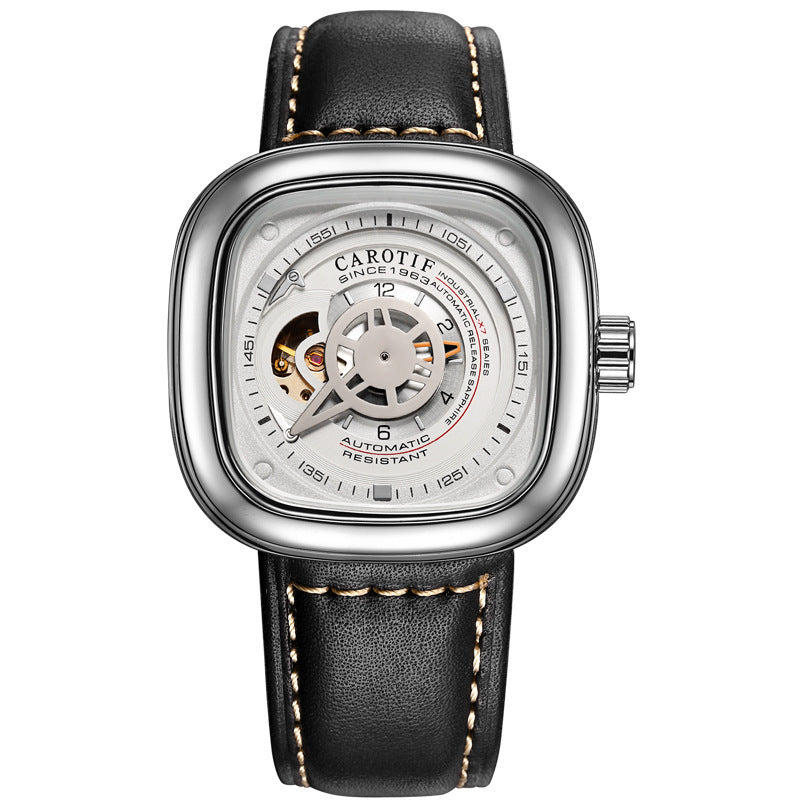 Mens hollow square dial watch