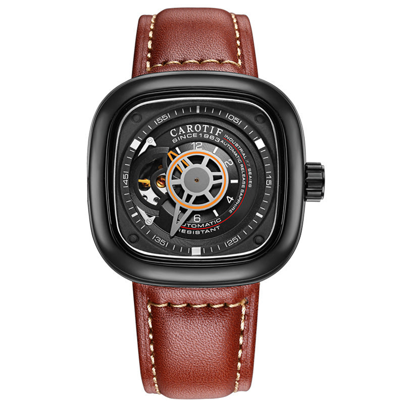 Mens hollow square dial watch