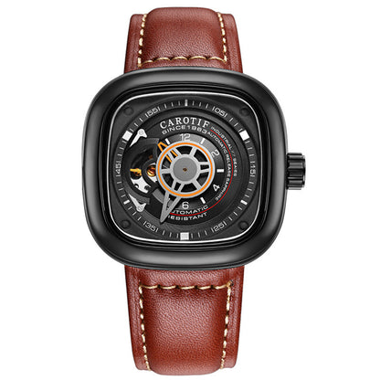 Mens hollow square dial watch