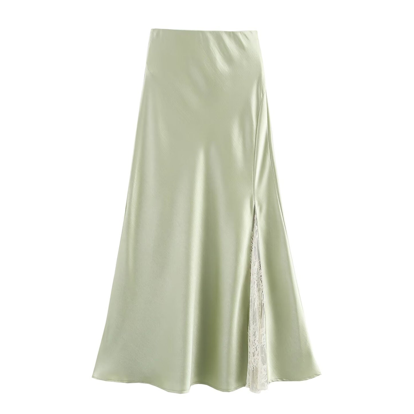 One-side Lace Satin Skirt