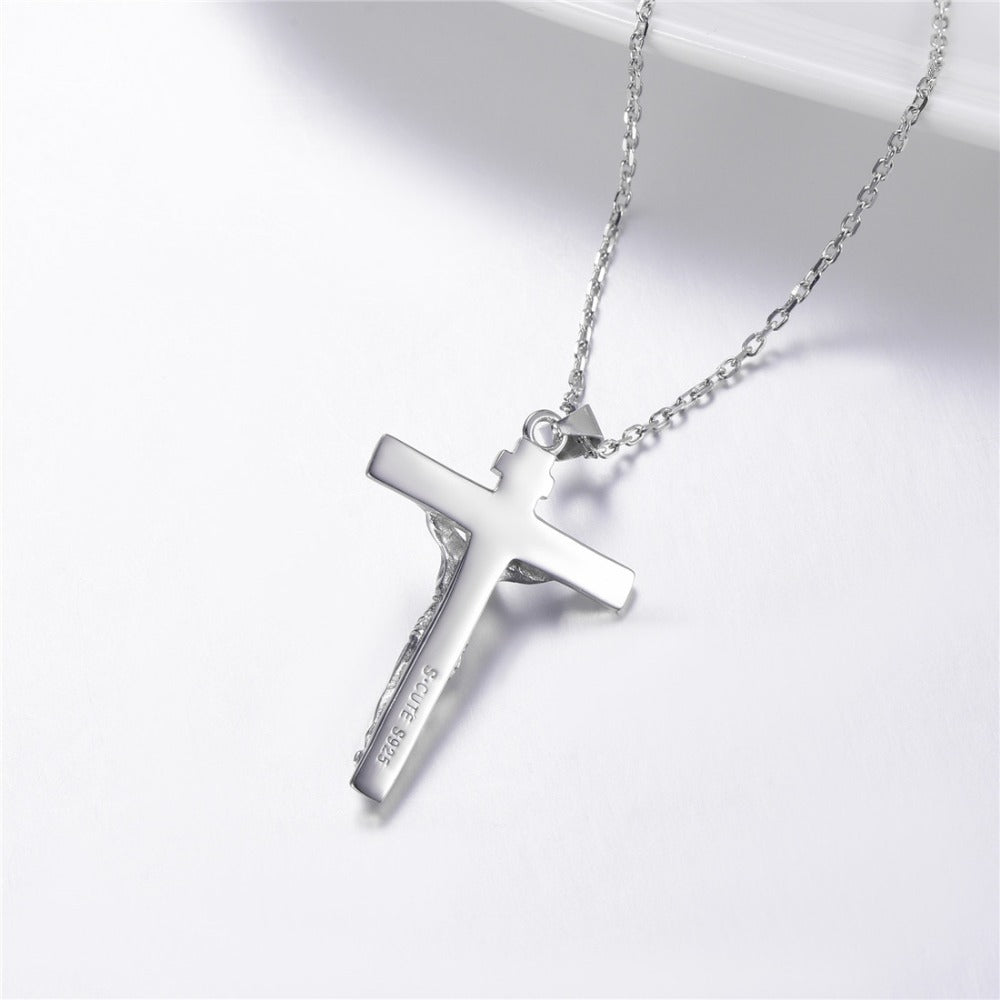 Silver Cross Necklace Clavicle Chain S925 Silver Pendant