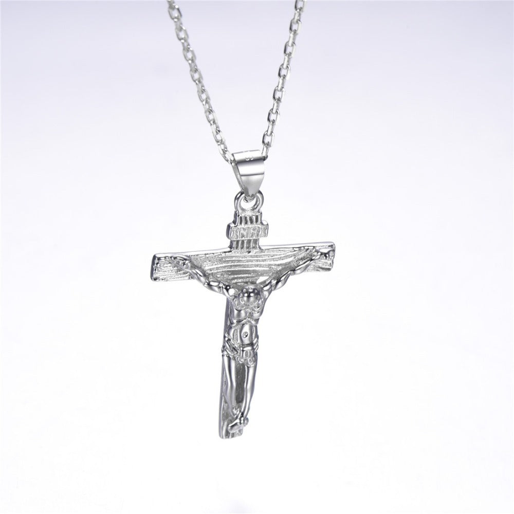 Silver Cross Necklace Clavicle Chain S925 Silver Pendant