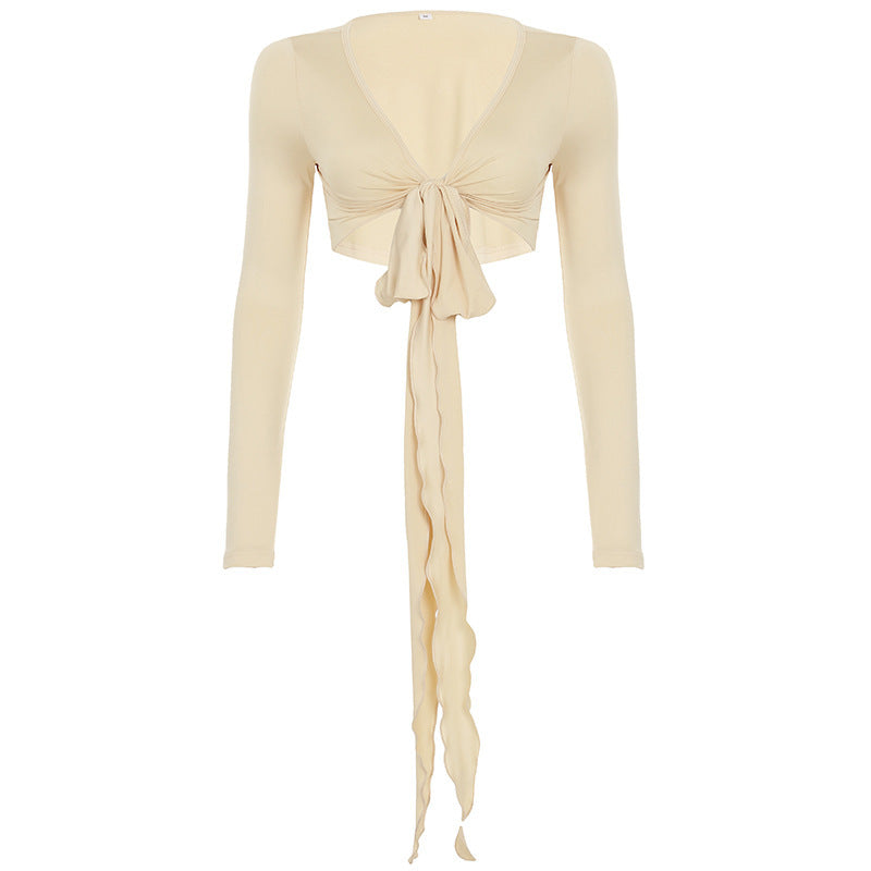 Sexy Deep V-neck Short Blouse
