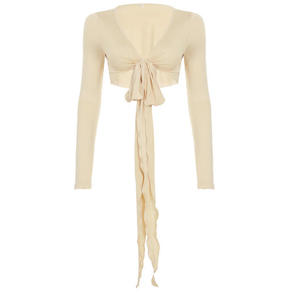 Sexy Deep V-neck Short Blouse