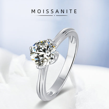 Lotus 925 Sterling Silver Inlaid Moissanite Ring