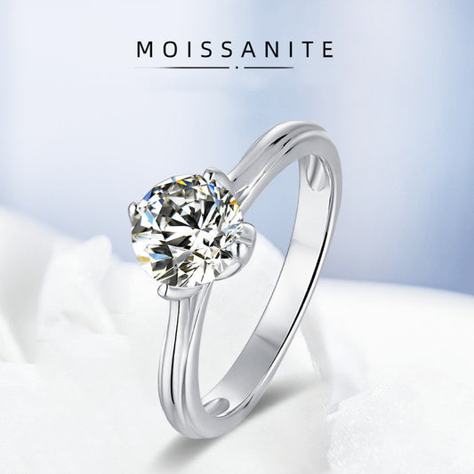 Lotus 925 Sterling Silver Inlaid Moissanite Ring