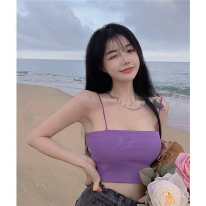 String Backless Midriff-baring top