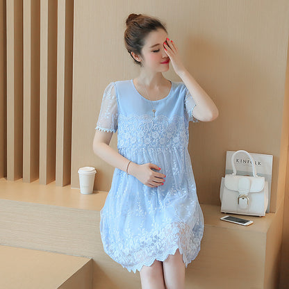Crochet flower maternity dress