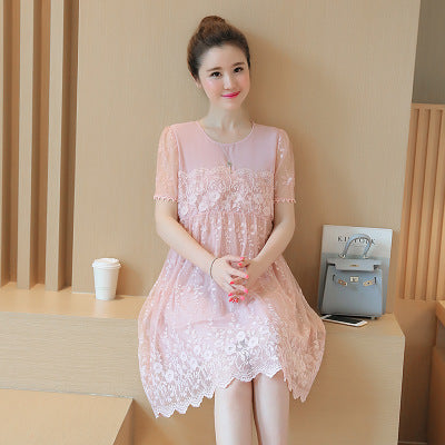 Crochet flower maternity dress