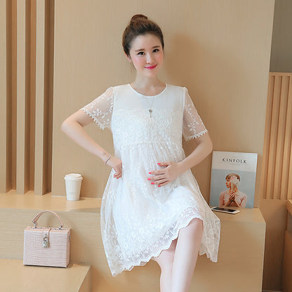 Crochet flower maternity dress