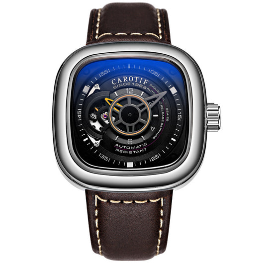 Mens hollow square dial watch