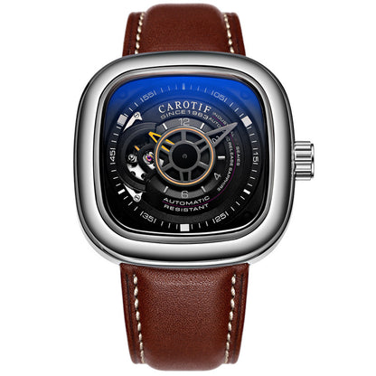 Mens hollow square dial watch