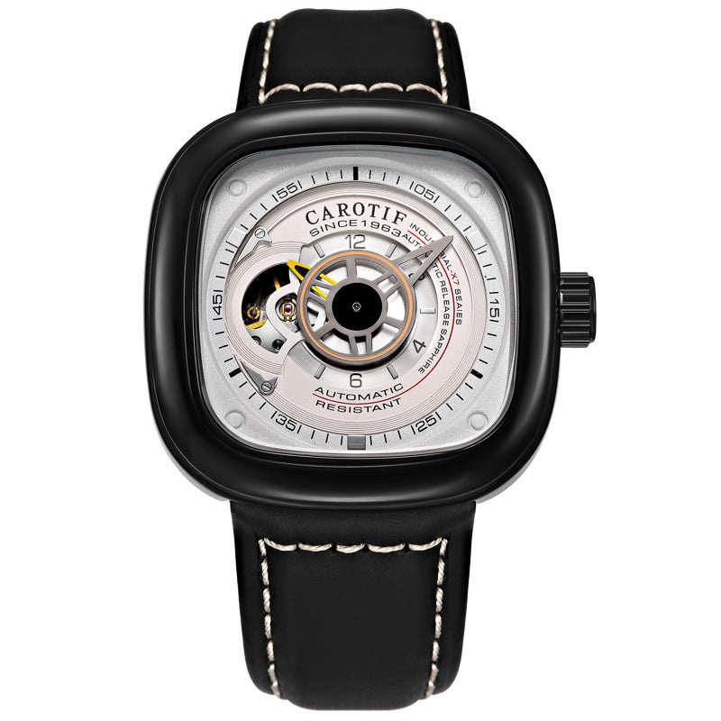 Mens hollow square dial watch
