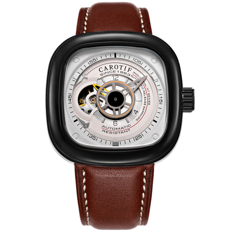 Mens hollow square dial watch