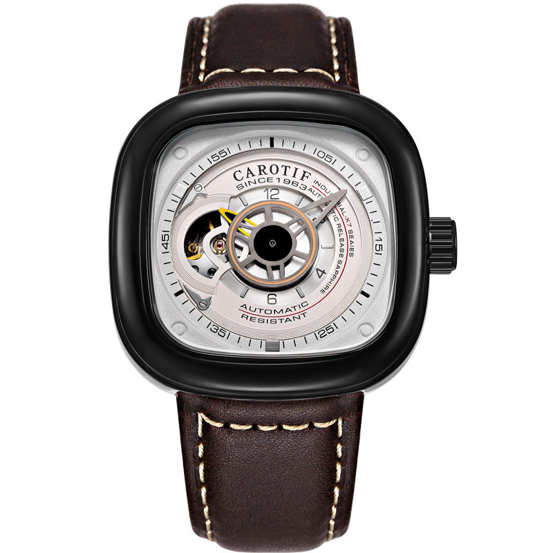 Mens hollow square dial watch