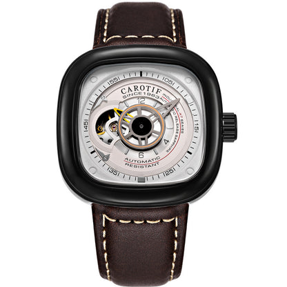 Mens hollow square dial watch