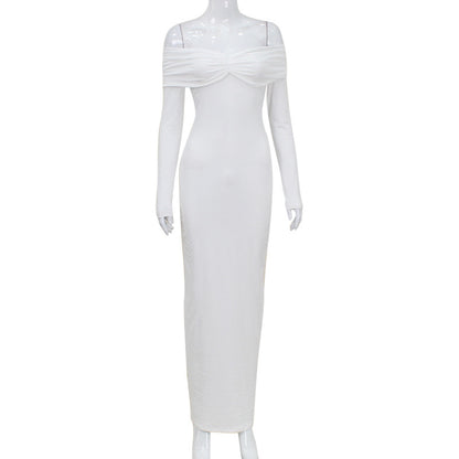 French Style Off-shoulder Tube Top Long Sleeve Dress Women