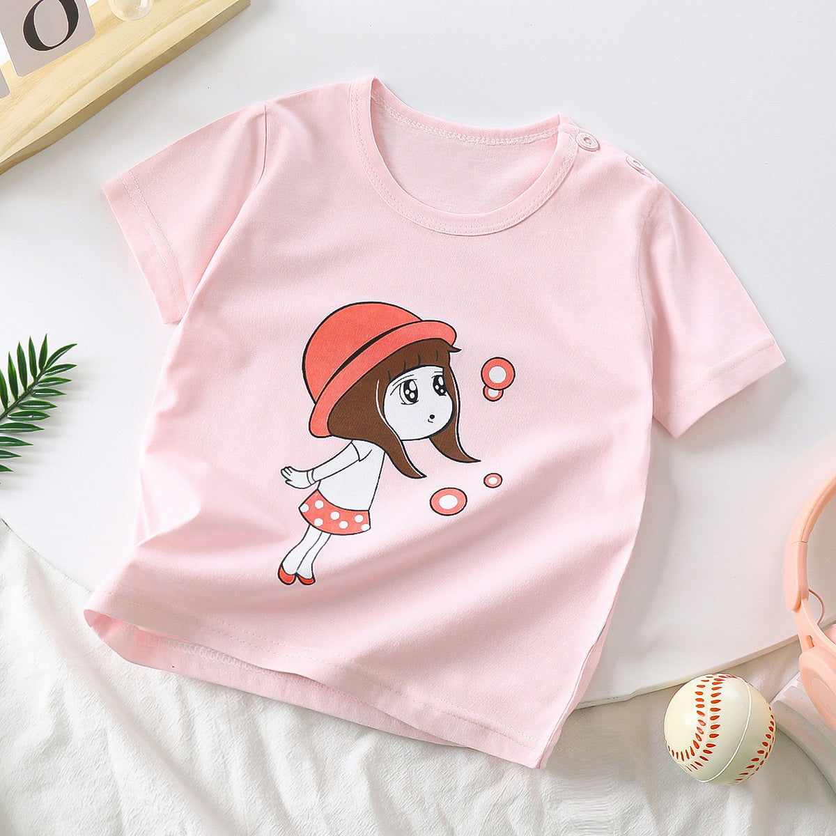 Children's Pure Cotton Cartoon Short-sleeved