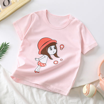 Children's Pure Cotton Cartoon Short-sleeved