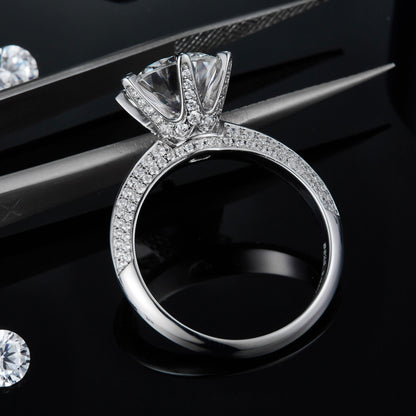 S925 Silver Plated White Gold Moissanite Ring