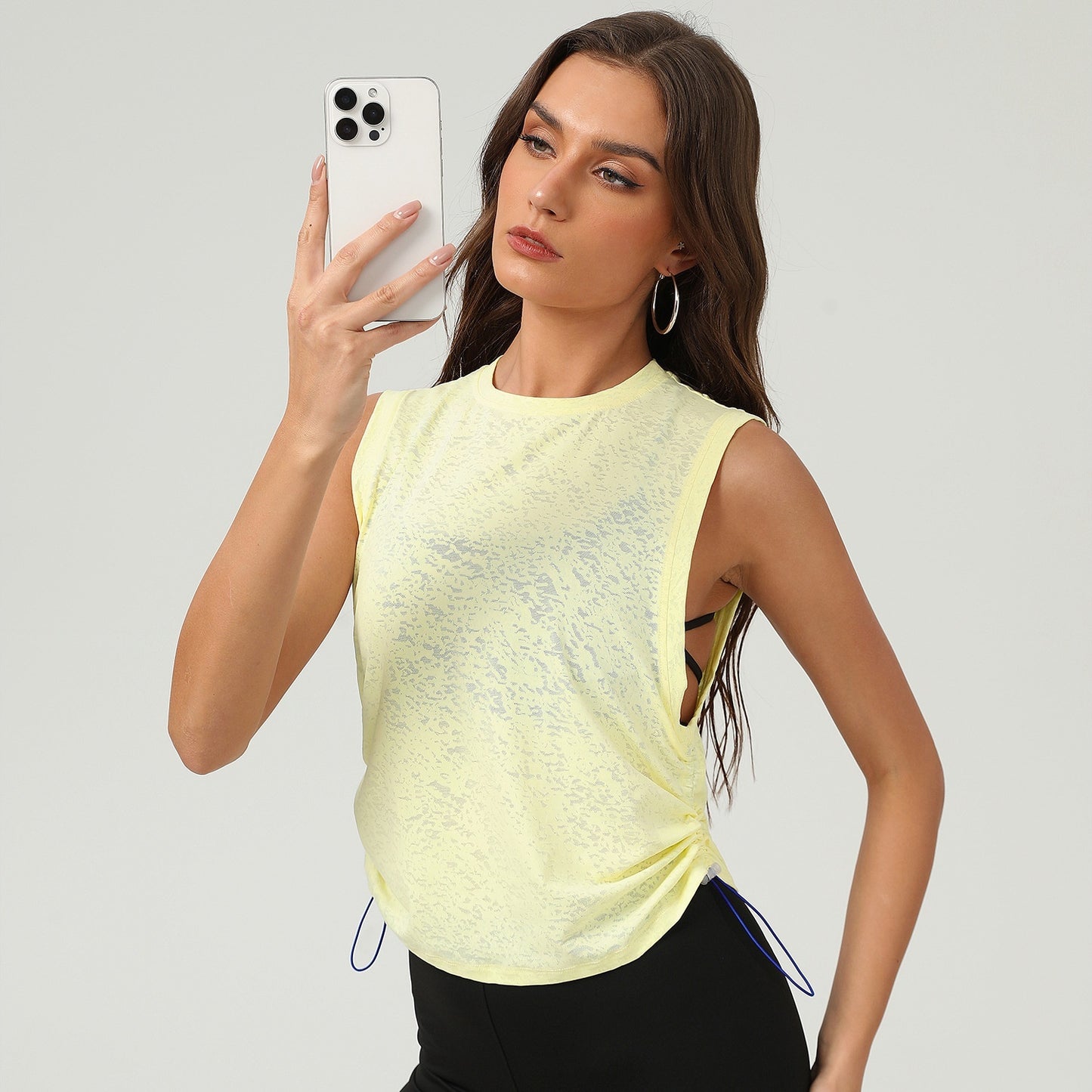 Jacquard Women Sleeveless Blouse Breathable
