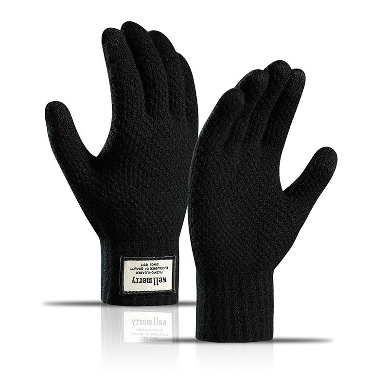 Thick Jacquard Warm Wool Touch Screen Gloves
