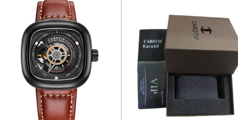 Mens hollow square dial watch