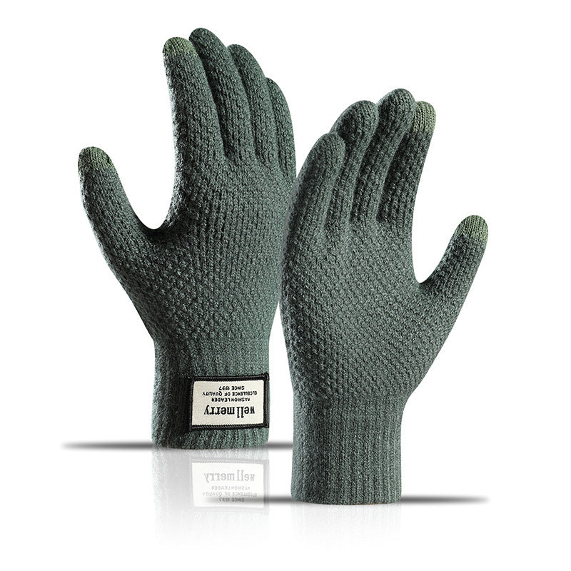 Thick Jacquard Warm Wool Touch Screen Gloves