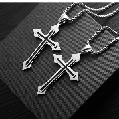 Stainless Steel Cross Shape Pendant Necklace