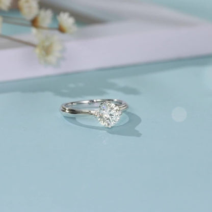 Lotus 925 Sterling Silver Inlaid Moissanite Ring