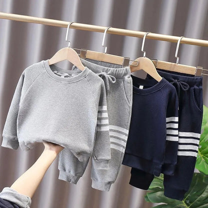 Boys' Waffle Sports Fashion Two-piece Suit