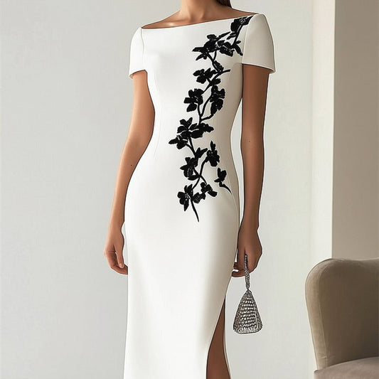 Off Neck Digital Printed Stylish Dress