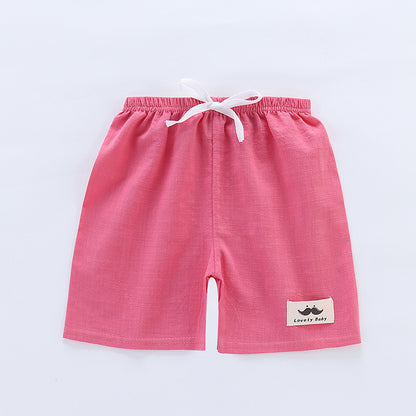 Children's Summer Thin Beach Slub Cotton Shorts