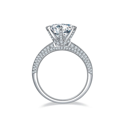 S925 Silver Plated White Gold Moissanite Ring