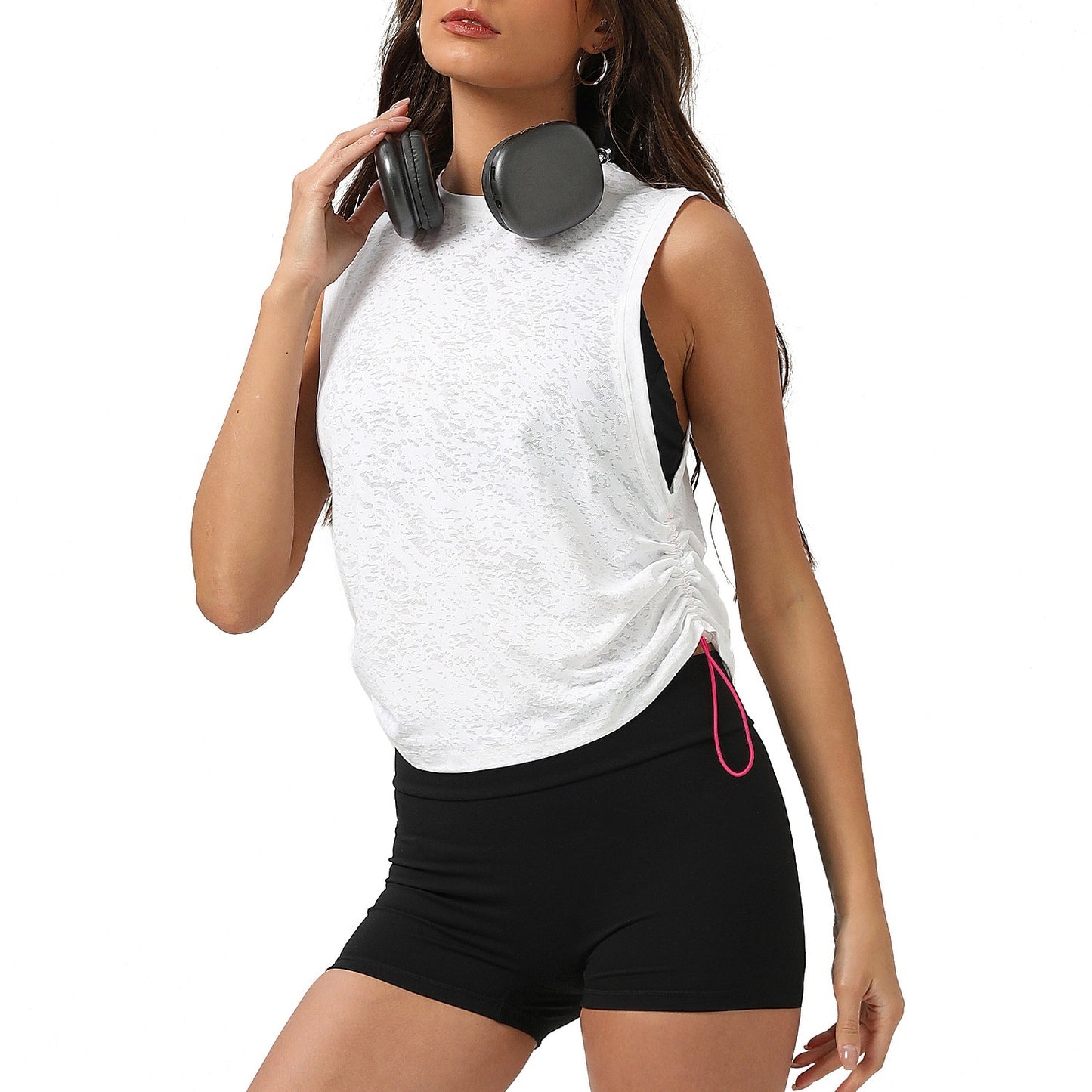 Jacquard Women Sleeveless Blouse Breathable